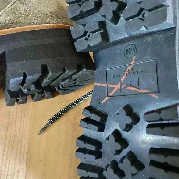 Marc Fisher LTD Izzie Gray Suede Leather Lace Up Ankle Gorpcore Winter Boot 6 - Picture 14 of 16